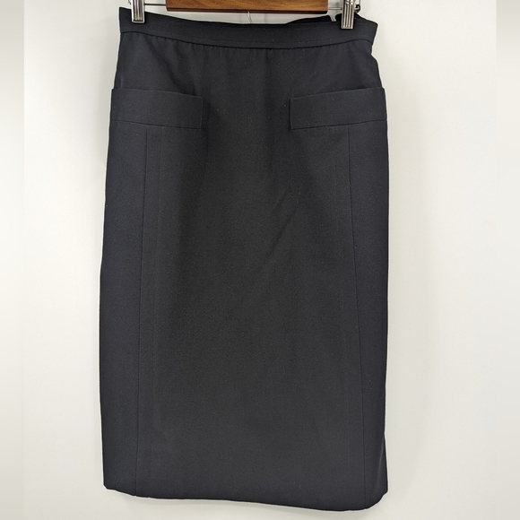 SAINT LAURENT Rive Gauche Wool Midi Skirt with Pockets - Picture 1 of 7